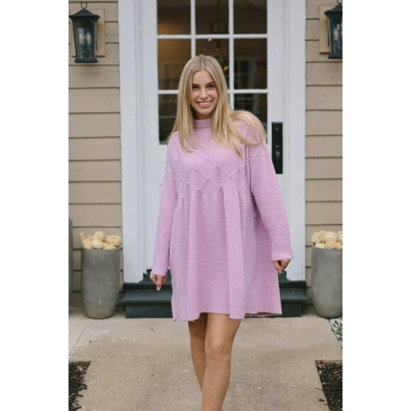 FREE PEOPLE Jaci Long Sleeve Mock Neck Sweater Dress in Lavender Size X-Small - Picture 10 of 14